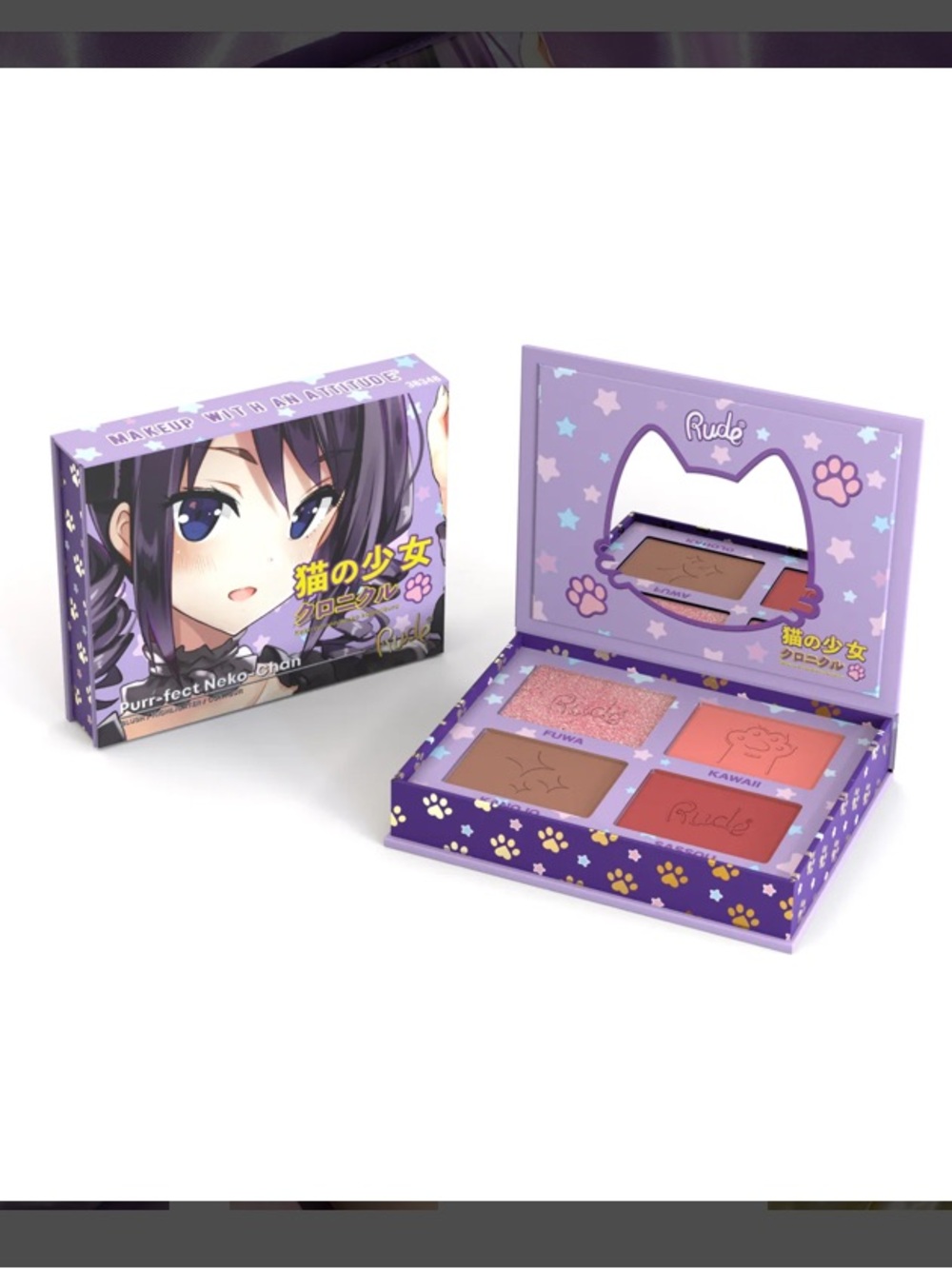 🩷Rude Cosmetics Cat Girl Chronicles Purr-fect Neko-Chan face palette NWT NIB
